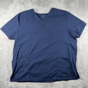 Scrubstar Mens Navy Blue V Neck Scrub Top XL 3 Pocket Medical Uniform